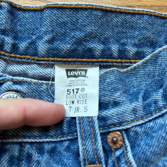 VINTAGE LEVIS 517 BOOT CUT LOW RISE DENIM JEANS SZ 7 JR - Picture 3 of 9